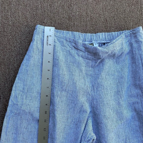 goddess gear linen cotton cropped pants gray white stripe S wide leg lagenlook - Picture 3 of 10